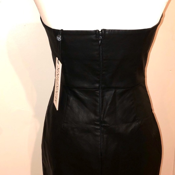NWT MINKPINK Bck Strapless Faux Leather Mini Dress - Picture 4 of 5